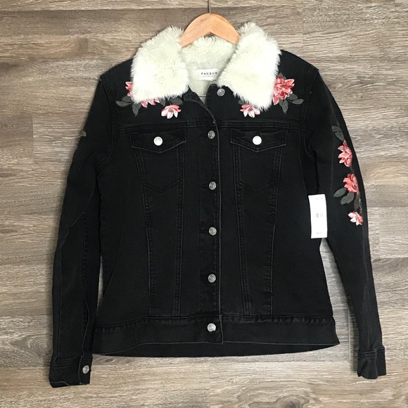 Nwt Pacsun Denim Sherpa Lined Jacket Sz 